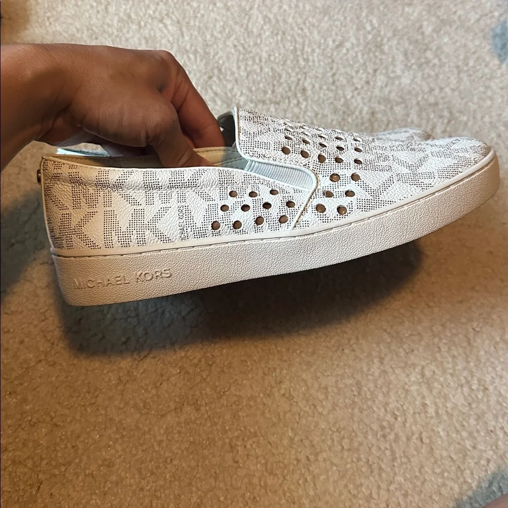 Michael Kors Cream Perforated Slip-On Sneakers - Picture 3 of 8